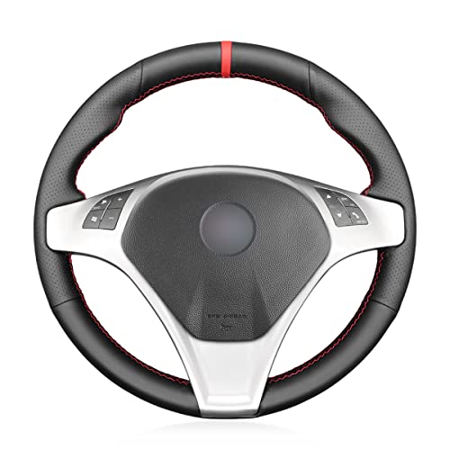 MEWANT Coprivolante cucito a mano per Alfa Romeo Giulietta/MiTo in ecopelle nera