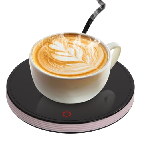 Scalda Tazze da Caffè Intelligente con 2 Impostazioni di Temperatura, Sottobicchiere Riscaldato Elettrico Spegnimento Automatico 8 Ore, Scaldatazze Fino a 55 ℃ per Latte Bevande Caffè Tè (Rosa)