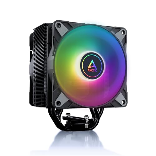ARCTIC Freezer 36 A-RGB (black) - Dissipatore CPU a torre singola con push-pull, due ventole P da 120 mm ottimizzate per la pressione e illuminazione ARGB, cuscinetto fluidodinamico, 200-2000 rpm