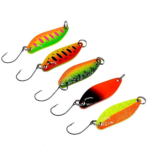 KQNM Set di 5 Pezzi Esche Artificiali Spinning di Esche per La Pesca alla Trota,Spinning Pesca cucchiaini, Cucchiaini da Pesca per Trota, Persico,Luccio Spoon Kit