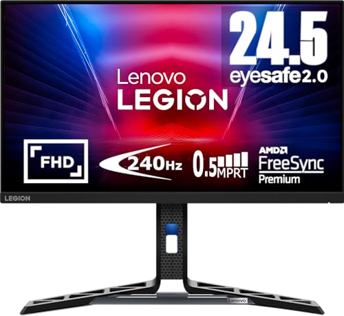 Lenovo Legion R25f-30 Gaming Monitor - Display 24.5 pollici FullHD WLED 1920 x 1080, VA, Bordi Ultrasottili, AMD FreeSync, 0.5ms, 240Hz, Cavo HDMI - Raven Black - Esclusiva Amazon