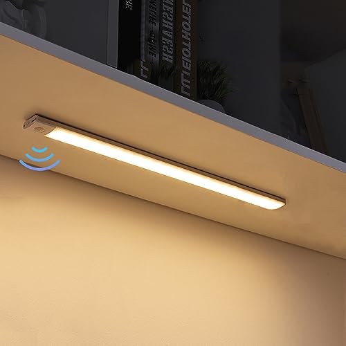 FREMON LED Sottopensile Cucina, 2Pezzi Luce Armadio con Sensore di Movimento, 3 Temperature di Colori, Luci LED per Cucina Sottopensile, Dimmerabile Luce Barra LED Ricaricabile per Scale, Guardaroba