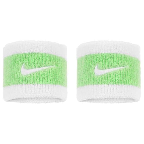 Nike Swoosh Writbands Coppia Polsini Tergisudore Tennis Spugna (WHITE/VAPOR GREEN/WHITE)